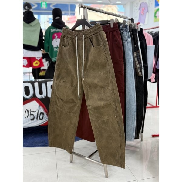 [여주점] 남여공용팬츠,리벳워싱세미핏팬츠  카멜JHZZ80110