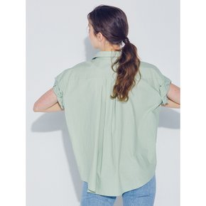 Sleeve Roll-up Blouse_Mint