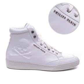 [QR인증][14년F/W]PHILIPP PLEIN 남성 ICON 스컬 하이탑 스니커즈 SM151590_01_WHITE_14F P15874