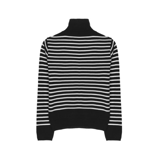 ESSENTIAL STRIPE TURTLENECK KNIT_BLACK