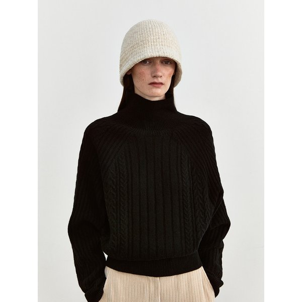 TWF WOOL BOUCLE KNIT BUCKET HAT  IVORY