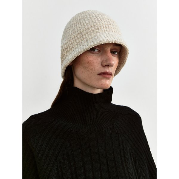 TWF WOOL BOUCLE KNIT BUCKET HAT  IVORY