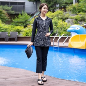 엄마옷 반오픈집업래쉬가드수영복 SW206295 마담/미시옷/중년여성/빅사이즈/40대/50대/60대/여자
