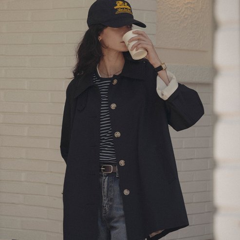 틸아이다이 Mac half trench coat_Navy