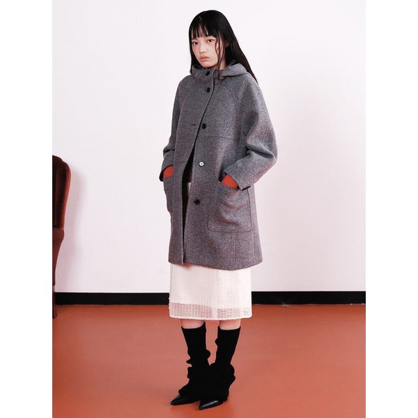 Boucle Hooded Midi Coat  Grey (KE5X30M093)
