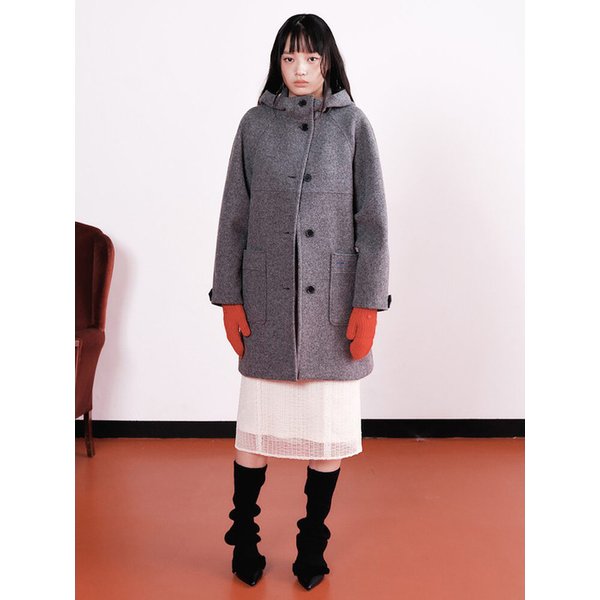 Boucle Hooded Midi Coat  Grey (KE5X30M093)