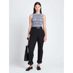 프로엔자슐러 블라우스 Proenza Schouler Birdie Grid 팝린 탑 네이비/오프 화이트