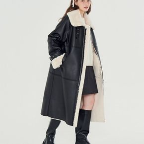 에코퍼 레더 롱 무스탕 코트 자켓 (MET eco-fur shearling mustang coat)