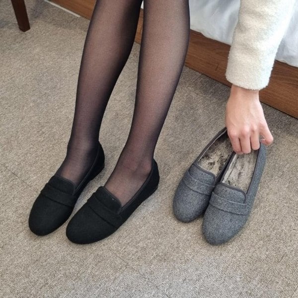 [옷자락] 여자 데일리 베이직 심플 털안감 로퍼 단화