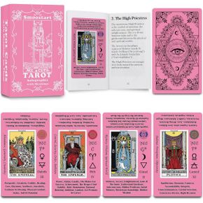 미국 신년 타로카드 Smoostart Pink Holographic Tarot Cards with Meanings Deck Guidebook for