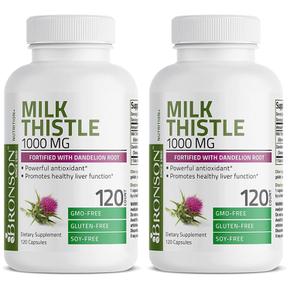 [해외직구] Bronson 브론손 밀크씨슬 실리마린 1000mg 120캡슐 2팩 Milk Thistle 1000mg 120 Capsules