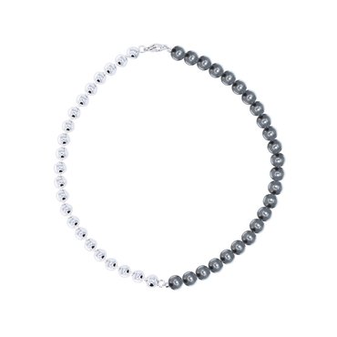  half & half silver ball chain necklace[92.5silver/grey]