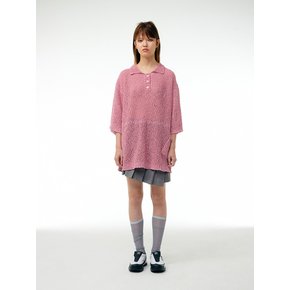 Pocketed short sleeve knit top (Pink)