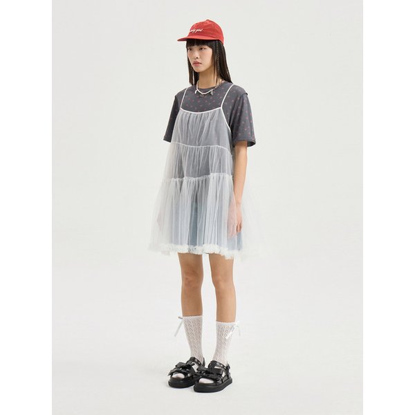 [Re-Order] Shirring Mesh Top Blouse (white) LFSAX25540WHX