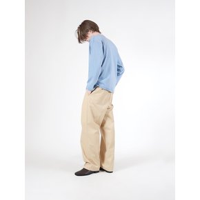 Two-Tuck Banding Cotton Pants (Beige)