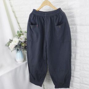 blu 이중지버튼팬츠POT면바지 스판바지 밴딩바지 배지바지 와이드바지 엄마바지_P407712908