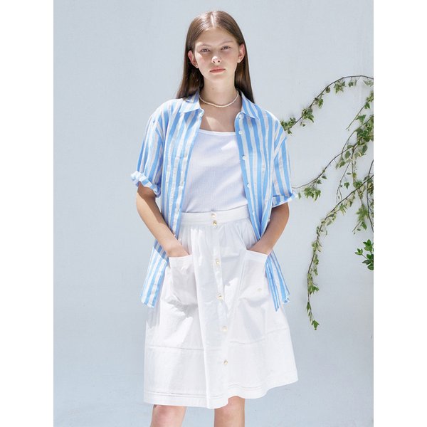 [리퍼브]S Loose Fit Stripe Half Shirt_2colors