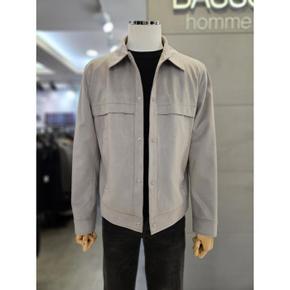 세이브존03 바쏘옴므 라이트그레이 비건레더 스웨이드 카라 블루종 점 (E29964842)