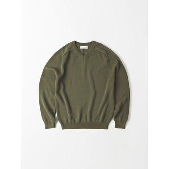 더웨더이즈어썸 Cotton Saddle V-neck Knit (Khaki)