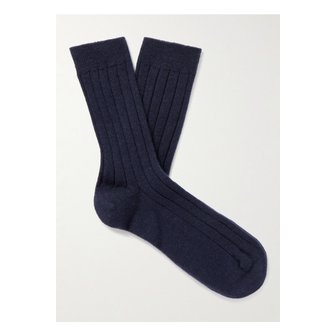JOHNSTONS OF ELGIN 존스톤스 오브 엘긴 골지 캐시미어 혼방 양말 블루 1647597344485171