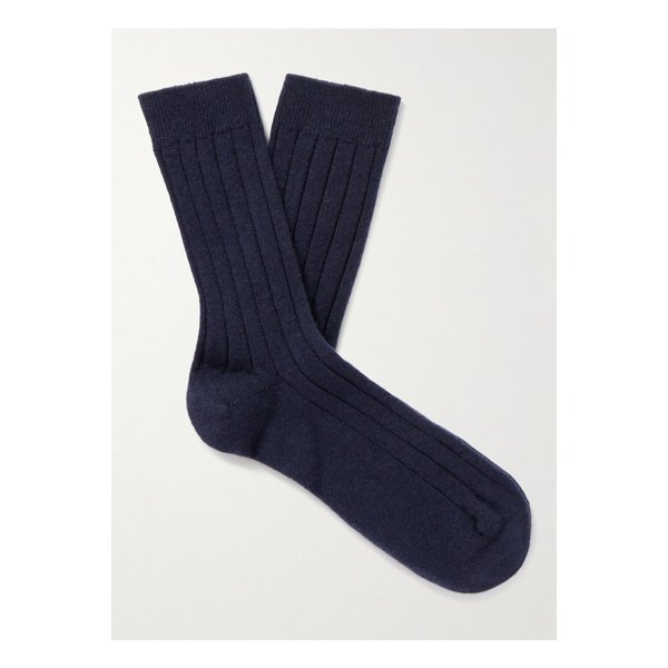 존스톤스 오브 엘긴 골지 캐시미어 혼방 양말 블루 1647597344485171