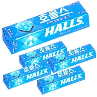 텐바이텐 HALLS 호올스 스틱 멘톨 사탕 졸음방지 캔디 아이스블루 5개