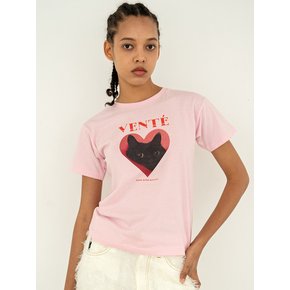 Kiss kiss kitty logo tee in pink