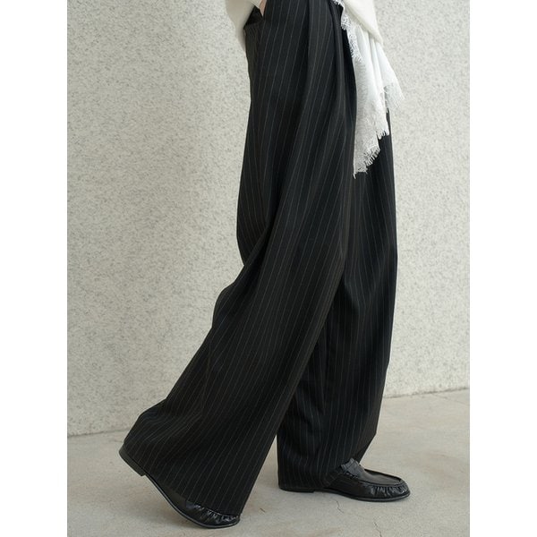 Pin-Wide Slacks - [Black Stripe]