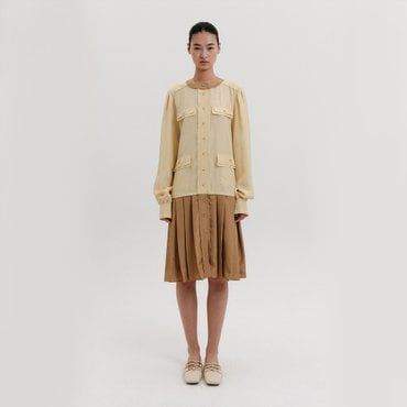 EENK Scarf Pleated Dress - Yellow