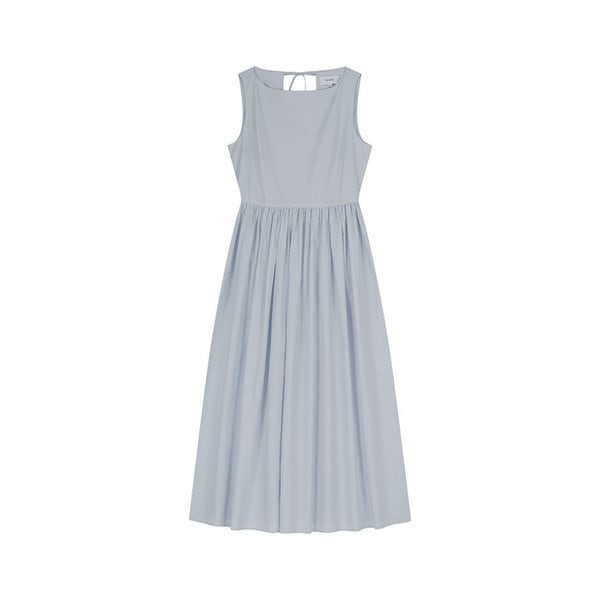 COTTON TIE BACK DRESS WITH FITTED WAIST (L.T BLUE)