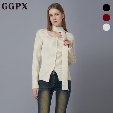 GGPX 타이 세트 스퀘어넥 골지 가디건  (GP2KG012F)