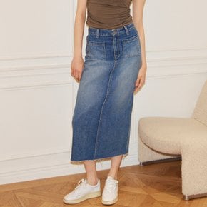 Straight Denim Long Skirt