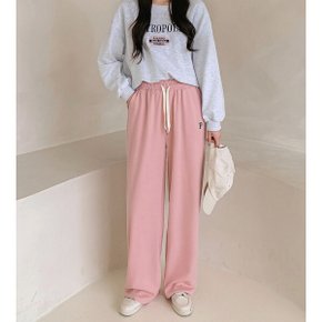 P패치 밴딩 와이드 팬츠 3color 롱 일자 트레이닝 바지