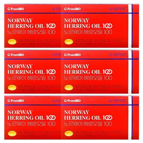[프롬바이오] 노르웨이 헤링오일 100 북유럽 오메가11 세토3 30캡슐  6개 -SDL- (S45230258)