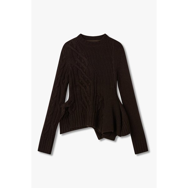 여성 울 니트 페플럼 풀오버(초코) 6415330123000