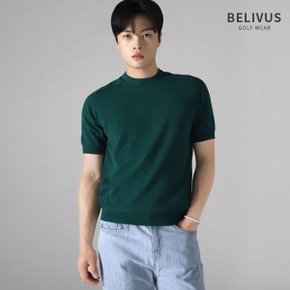 남자 부클 라운드넥 반팔 니트 골프웨어 WS226