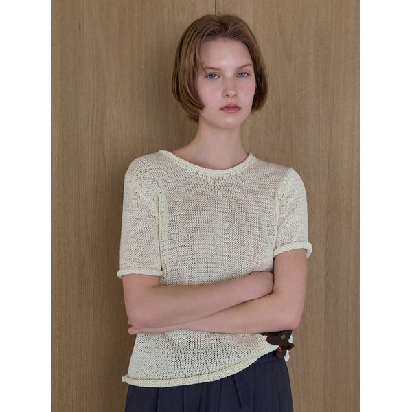 롤링 엣지 니트 아이보리 BE075