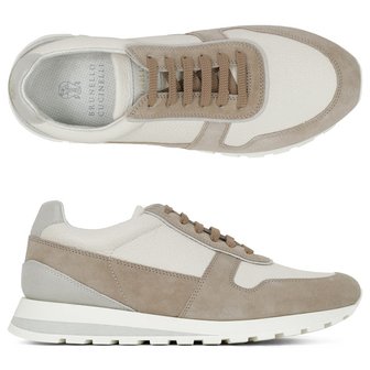 브루넬로쿠치넬리 [부산점] 25FW 라이트베이지 카프스킨 워시드 스웨이드 스니커즈 MZUESLA289 CZZ12