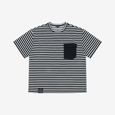 파렌하이트 [FAHREN] 25S/S 스트라이프 우븐포켓 티셔츠(FKIBD3314-BK)