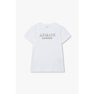 ARMANI EXCHANGE AX 여성 트윙클 큐빅 로고 티셔츠 -화이트(A424130002)