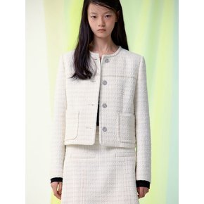 Fringe Detail Tweed Jacket  Ivory (KE5111M030)