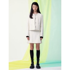 Fringe Detail Tweed Jacket  Ivory (KE5111M030)