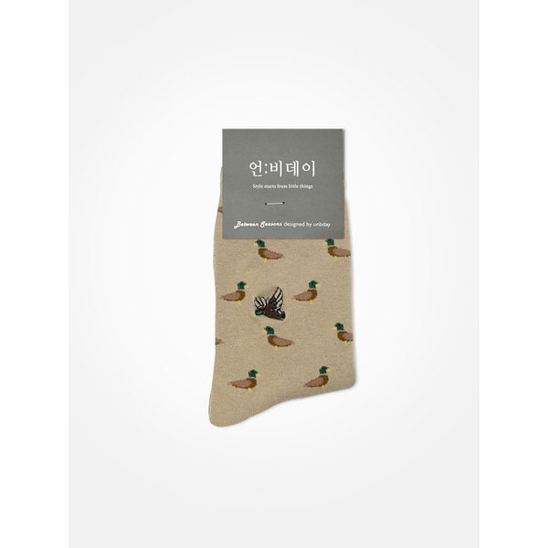남녀 공용 자수포인트 양말 - 청둥오리