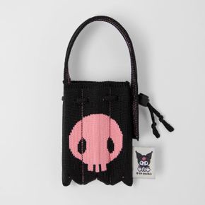 Lucky Pleats Knit Nano Bag Kuromi Rich Black