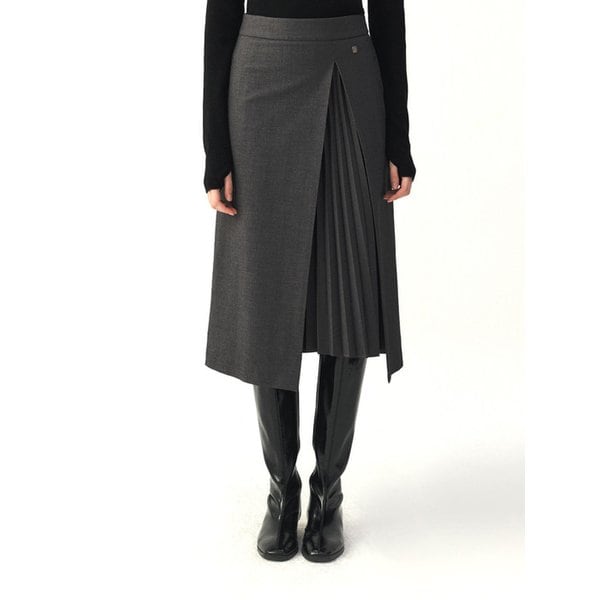 플리츠 슬릿 스커트_2COLORS
