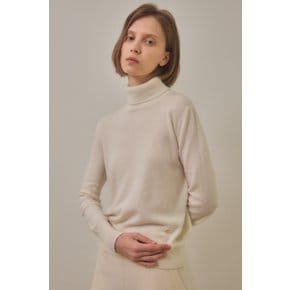 cashmere 100%  classic high-neck knit top - White