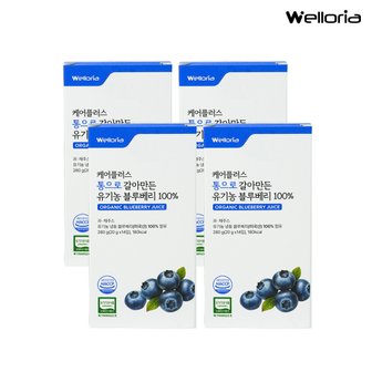 웰로리아 케어플러스 통으로 갈아만든 유기농 블루베리 100% 퓨레 주스 스틱 4박스 (총 20g X 56포)