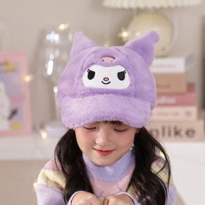 산리오 쿠로미 입체 털모자 겨울 어린이 방한모자