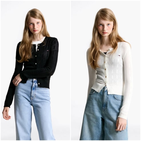 타미진스 여성 포인텔 크루넥 가디건 T32F6KCD12TWT1 TOMMY JEANS
