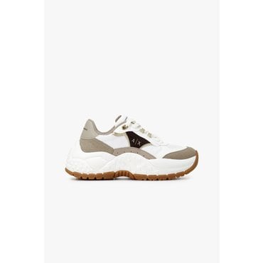 ARMANI EXCHANGE AX 여성 엠보 미드솔 청키 스니커즈-오프 화이트(A424375506)